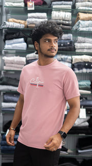 Half Sleeve Round Neck CALIFORNIA Printed Tshirt for Men - Pink-7 Man